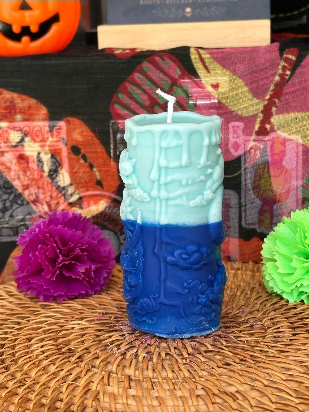 Celestial Cats Sun & Moon Candle – Blue Ombre